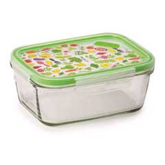 Snips 010006  ételtároló doboz, üveg, 0.8 liter, dekorációval, négyzet alakú, 010006