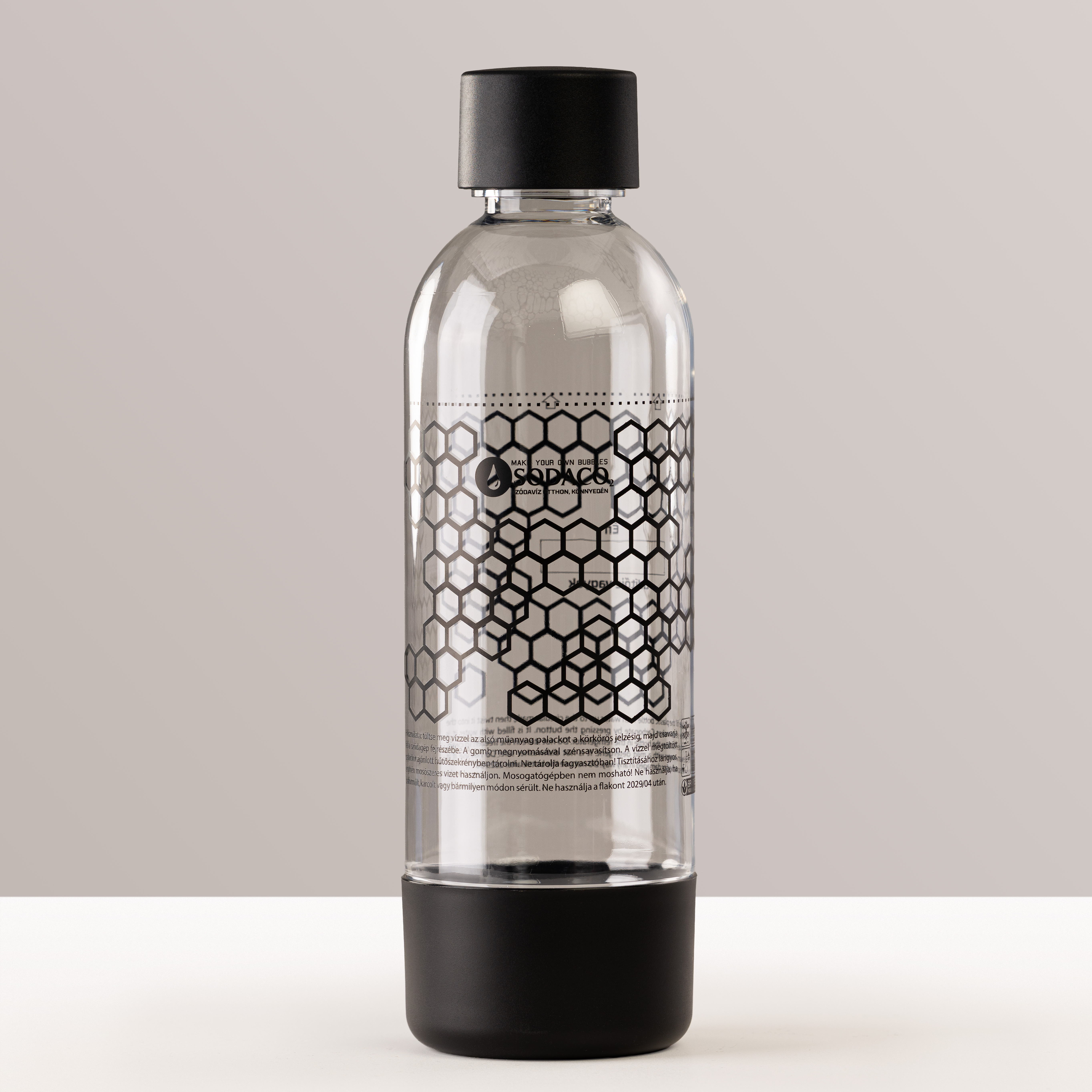 SodaCo Bajonett záras szénsavasító flakon otthoni SodaCo King szódagéphez, 1 liter, fekete, 500151