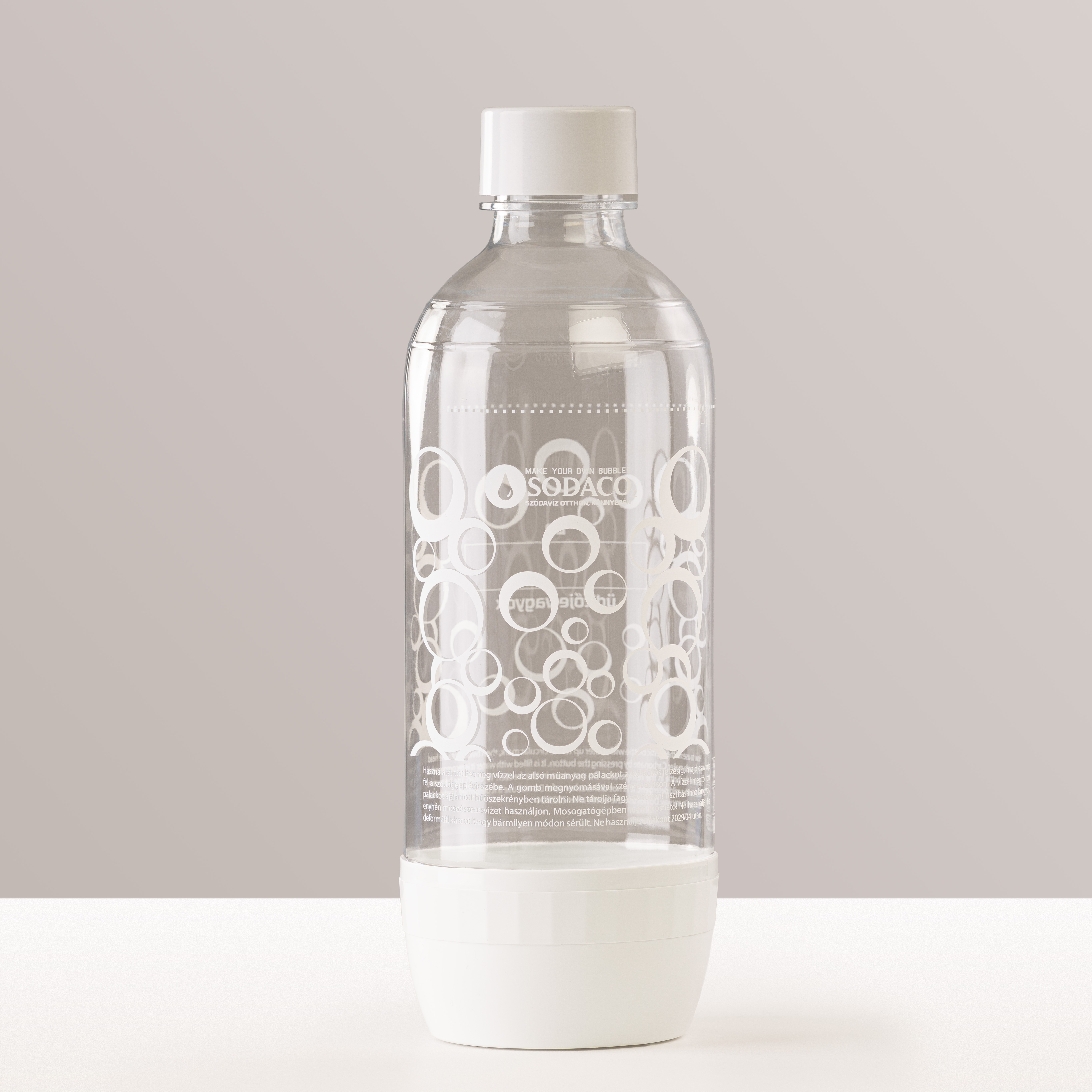 SodaCo szénsavasító flakon otthoni SodaCo Basic és Royal szódagéphez, 1 liter, fehér, 500397