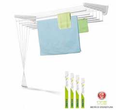 CASABRIKO 67916 fali ruhaszárító, 160 cm széles, 9,6 méter szárítóhuzallal, Roma, 67916