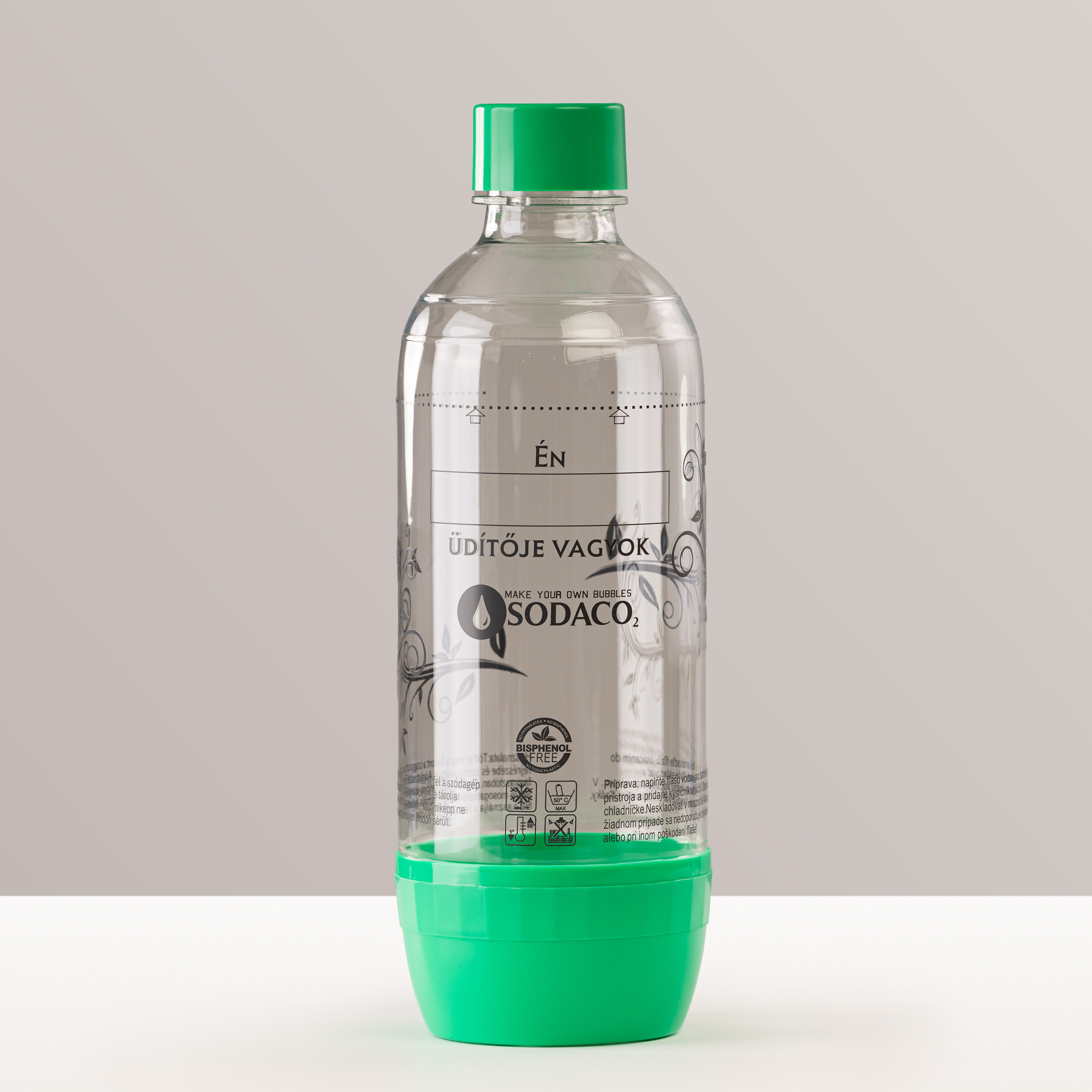 SodaCo szénsavasító flakon otthoni SodaCo szódagéphez, 1 liter, zöld, 998445